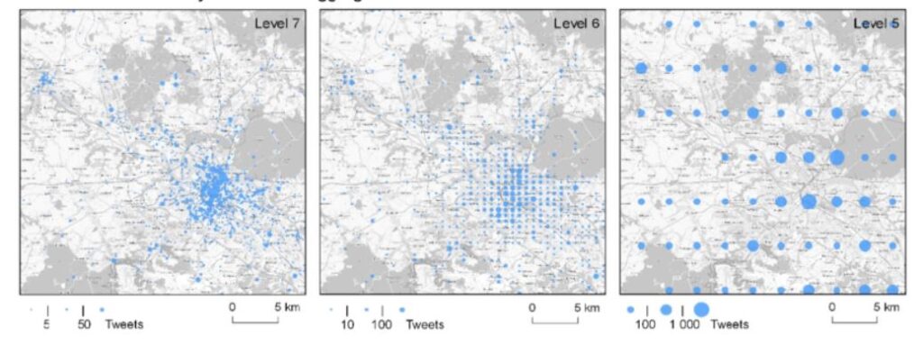 Different spatial solutions for the same scale.
