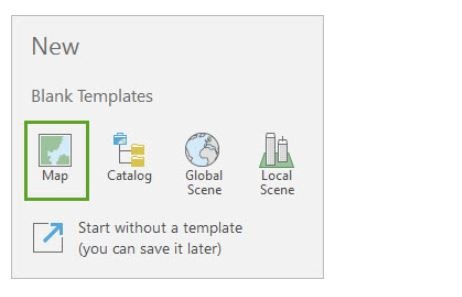 Opening a new map project in ArcGIS Pro