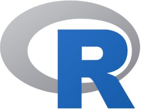 Logo of the R language.