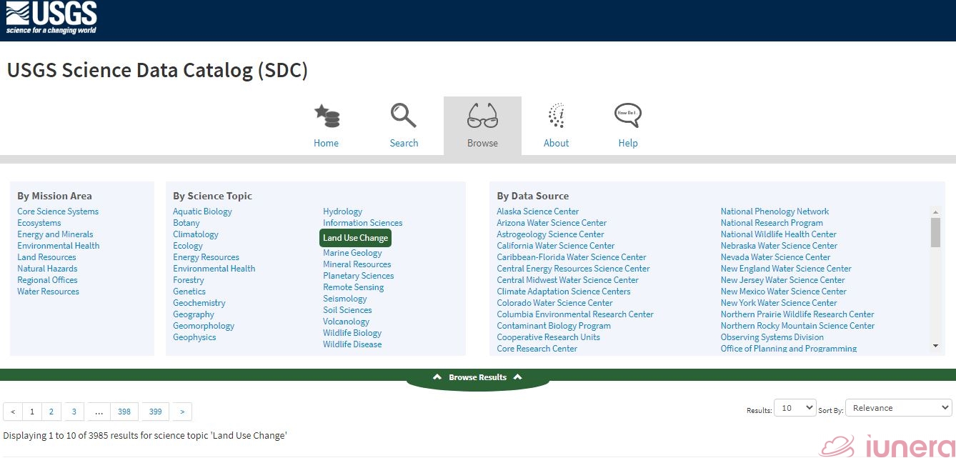 USGS SDC Browse feature